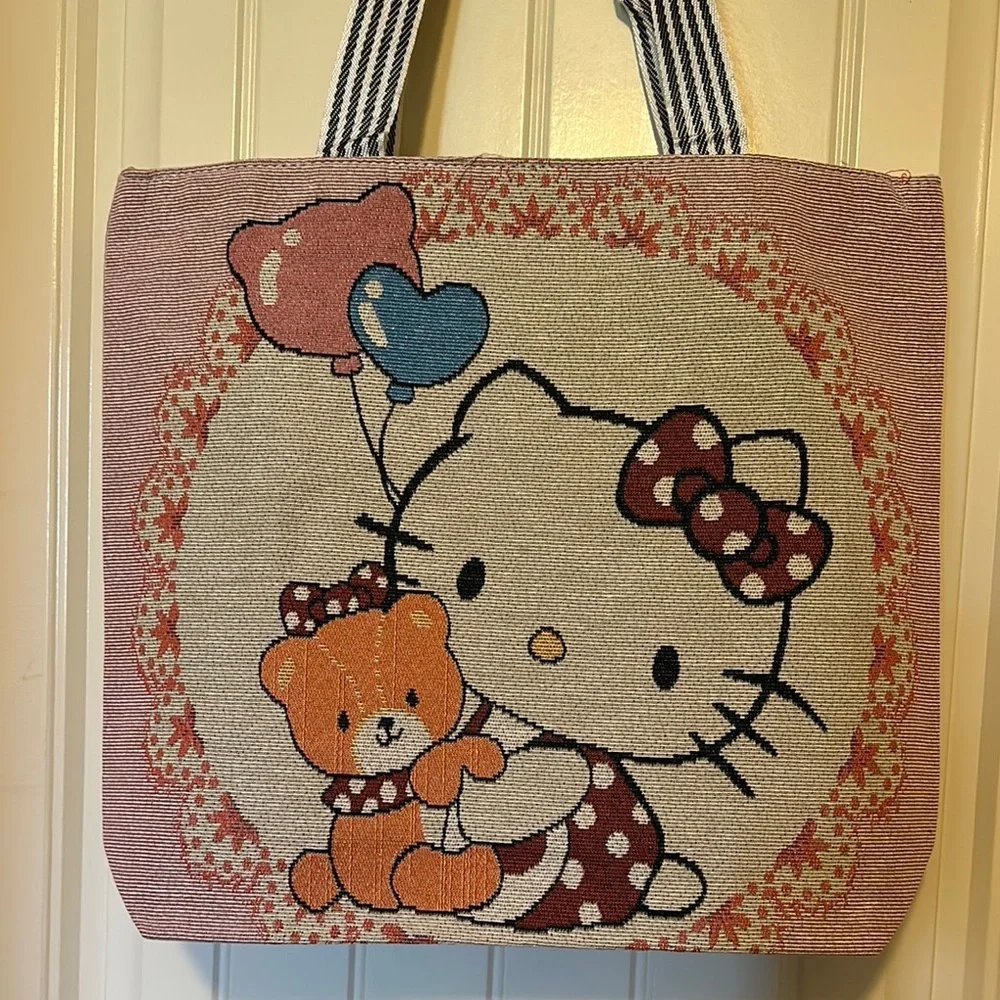 New Hello Kitty Tote Bag with Teddy Bear Design